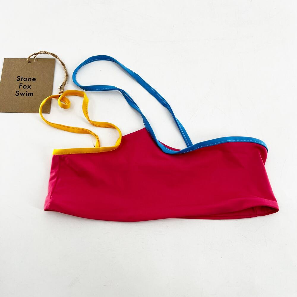 NWT Revolve x‎ Stone Fox Swim Ibiza Bikini Top One Shoulder Multicolor Bandeau